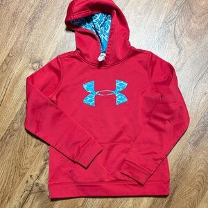 Under Armour Red Hoodie with Blue Accents child’s size large